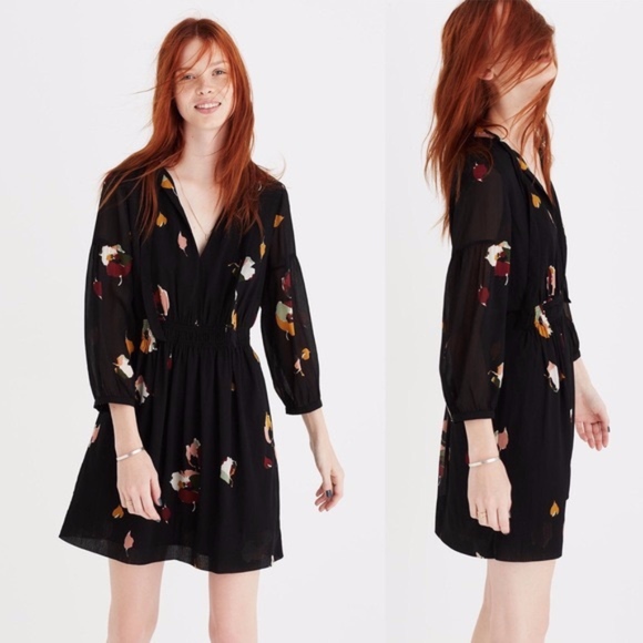 Madewell Dresses & Skirts - Madewell Painted Floral Tie Neck Dress